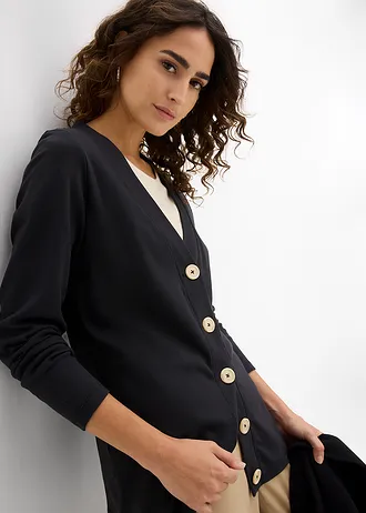 Jachetă integral din bumbac organic • negru • magazin bonprix