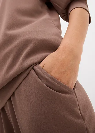 Szeroka bluza z dzianiny scuba • brązowy • sklep bonprix