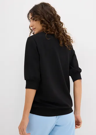 Szeroka bluza z dzianiny scuba • czarny • sklep bonprix