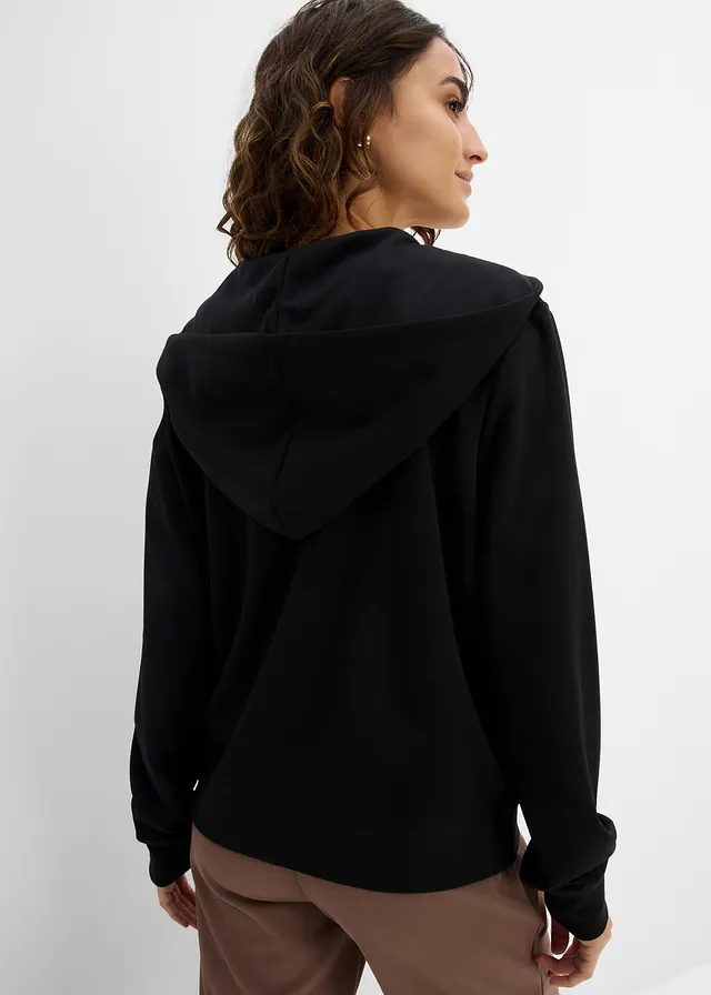 Sweatvest scuba met lange mouwen, Kleur: zwart