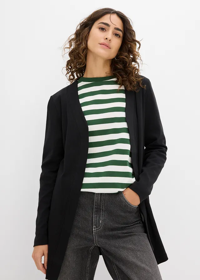 Cardigan van biologisch katoen, Kleur: zwart