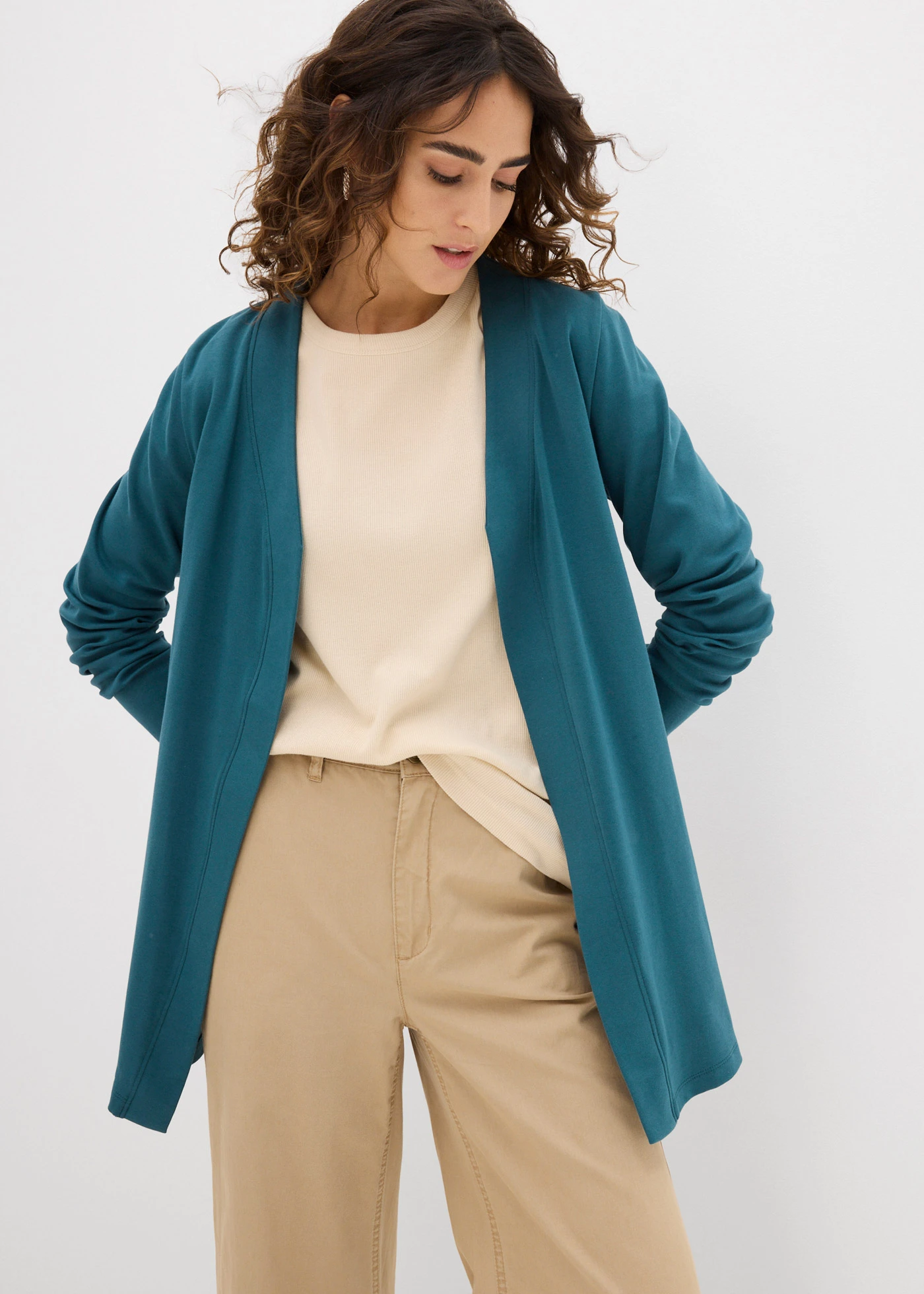 Cardigan van biologisch katoen • pepergroen • bonprix online shop