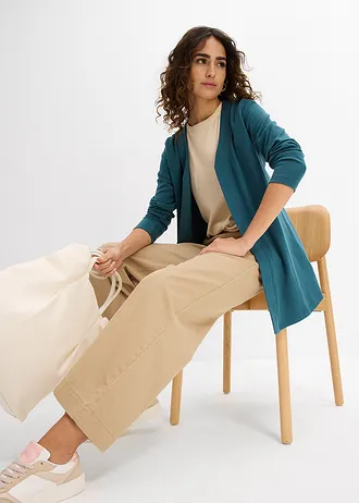 Cardigan van biologisch katoen • pepergroen • bonprix online shop