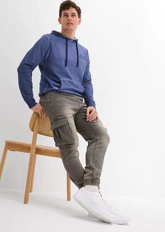 Slim fit cargo jogging jeans met elastische tailleband, straight • lichtgrijs denim-bruin • bonprix online shop