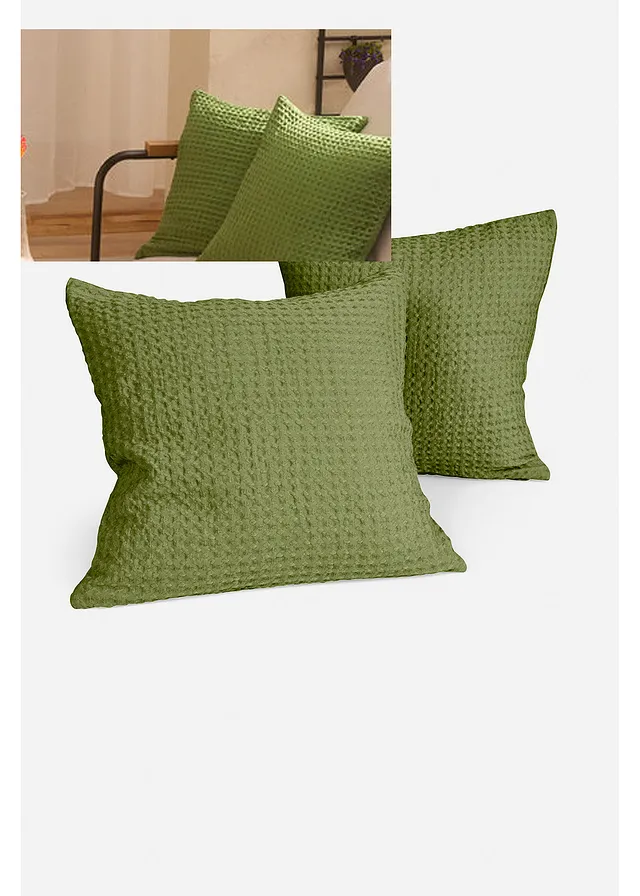 Față de pernă cu model gofrat (set 2/ buc.) • verde • magazin bonprix