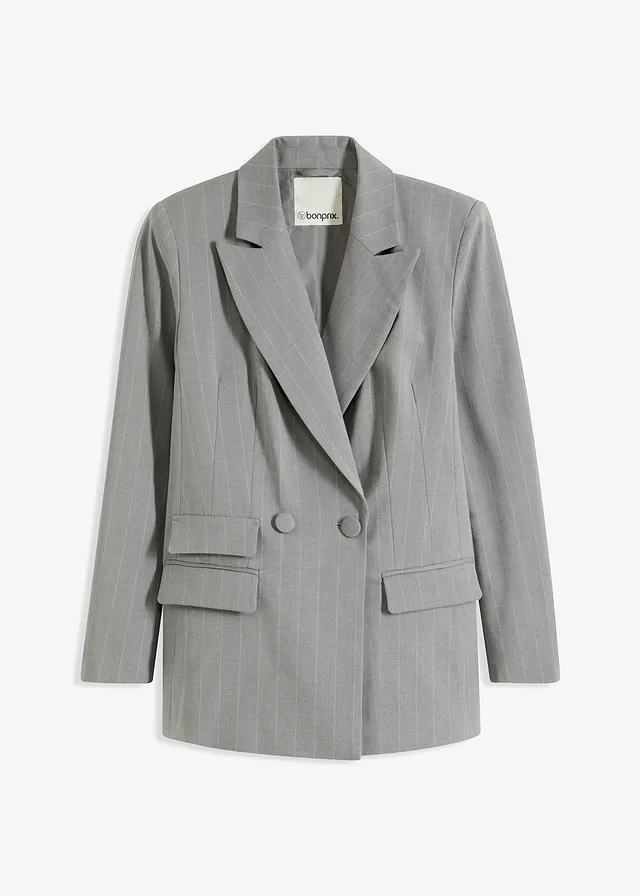 Blazer à rayures tennis, Couleur: gris/beige rayé