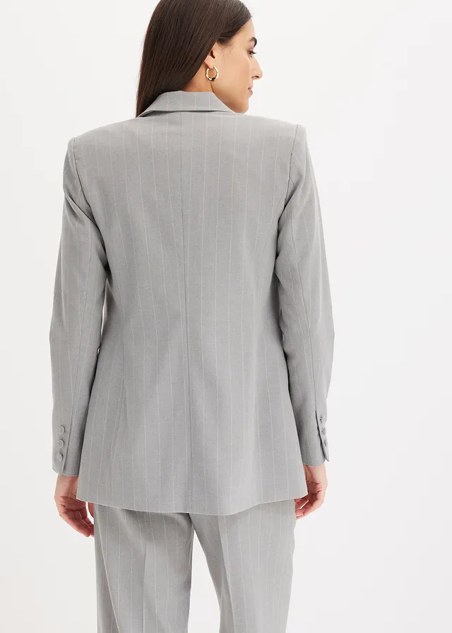 Blazer à rayures tennis, Couleur: gris/beige rayé