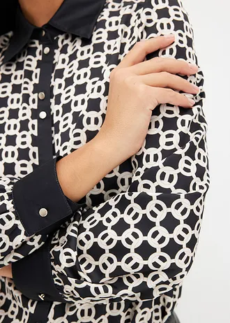 Satijnen blouse • zwart-wolwit grafische print • bonprix online shop