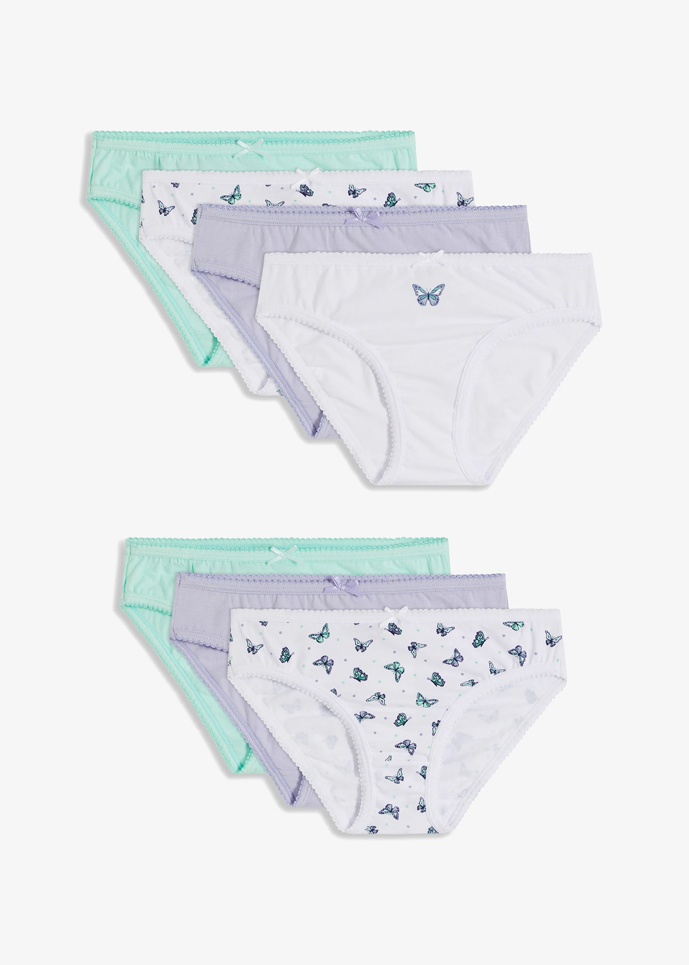 Slip (set van 7) • wit gedessineerd+paars poudre+mint • bonprix online shop