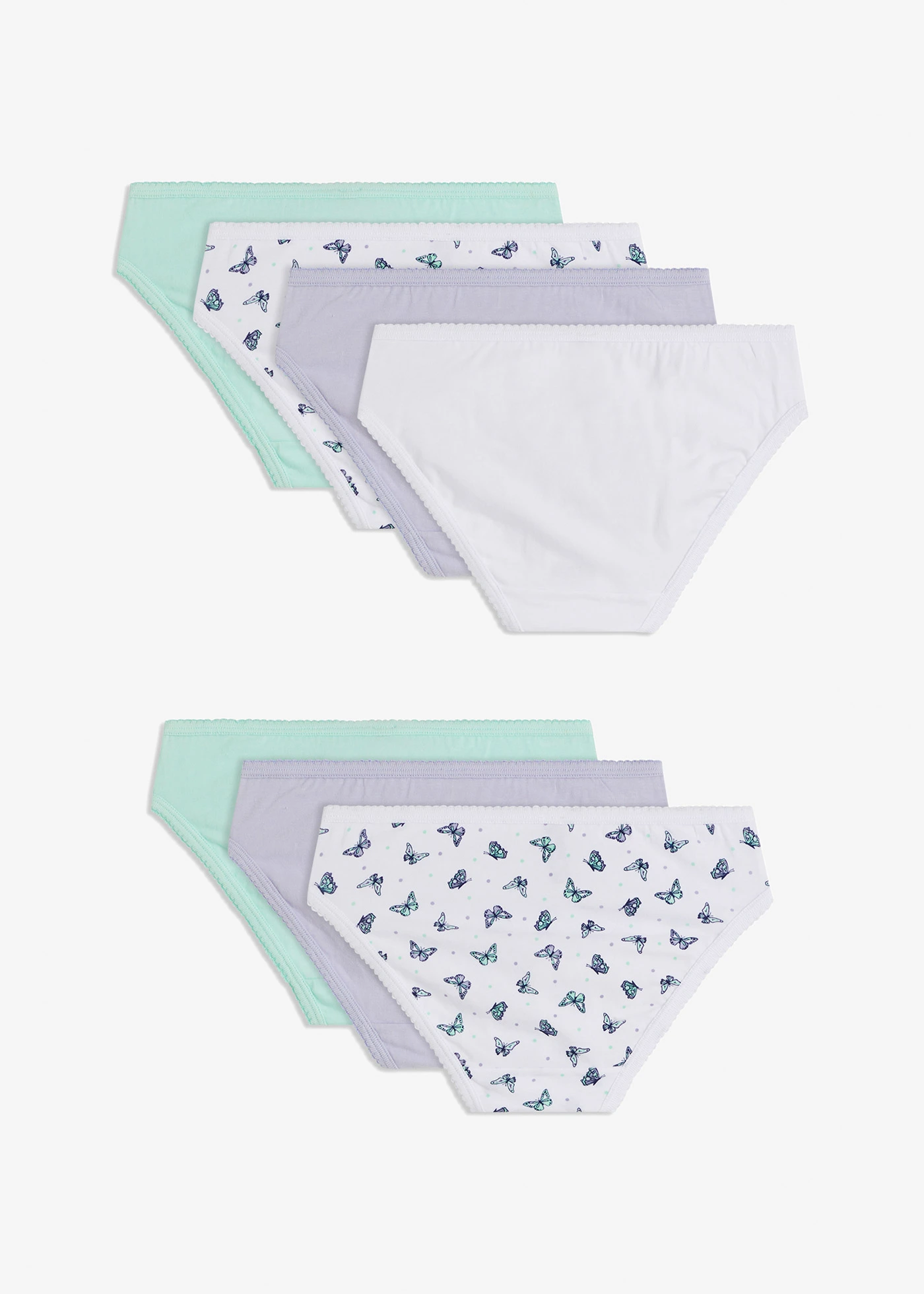 Slip (set van 7) • wit gedessineerd+paars poudre+mint • bonprix online shop