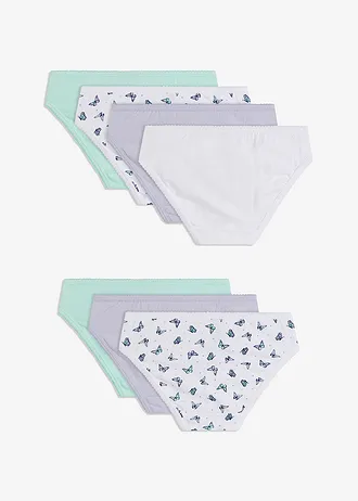 Lot de 7 slips • blanc imprimé+vert menthe+mauve poudré • Boutique bonprix