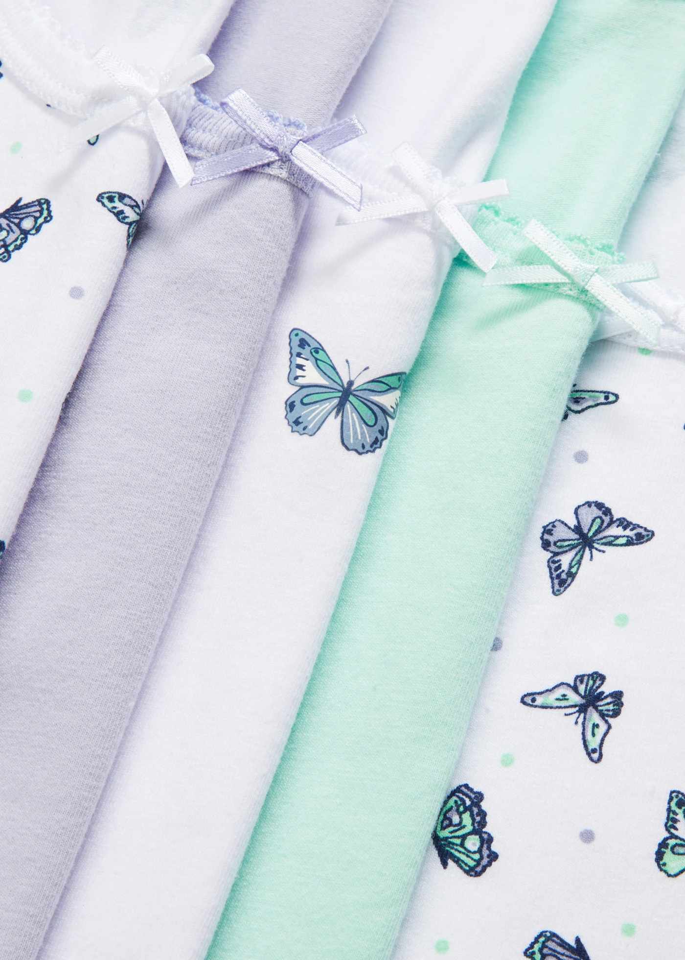 Meisjes hemd (set van 5) • wit gedessineerd+paars poudre+mint • bonprix online shop