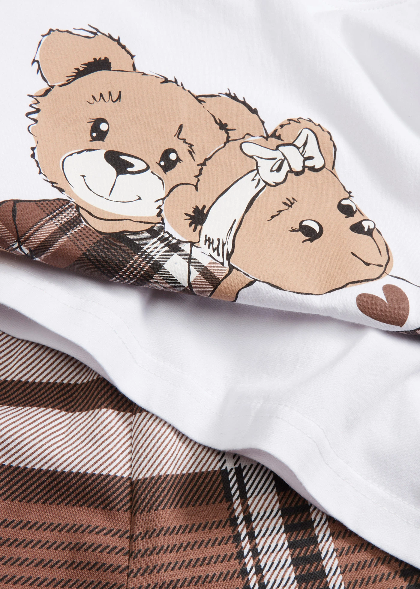 Pijama din bumbac 100% (set/2 piese) • alb-maro-castaniu cadrilat • magazin bonprix