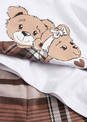 Pijama din bumbac 100% (set/2 piese) • alb-maro-castaniu cadrilat • magazin bonprix