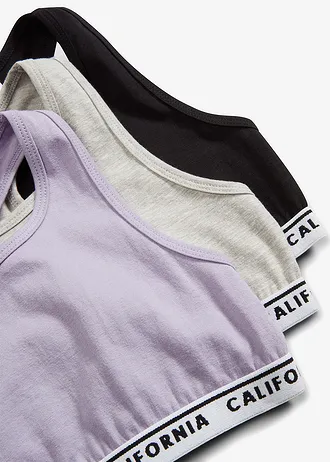 Biustonosz bustier z miękką bawełną (5 szt.) • malwa+jasnoszary melanż+czarny • sklep bonprix