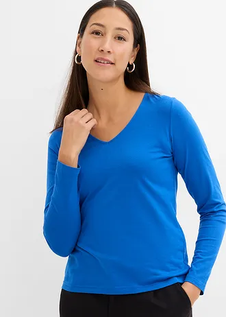 Bluză cu mâneci lungi cu bumbac bio 100%, culoare: albastru arctic