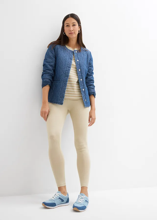 Doorgestikte en gewatteerde spijkerjas blauw denim