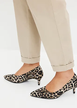 Lichte twill broek in paperbag stijl • sand plus size • bonprix online shop