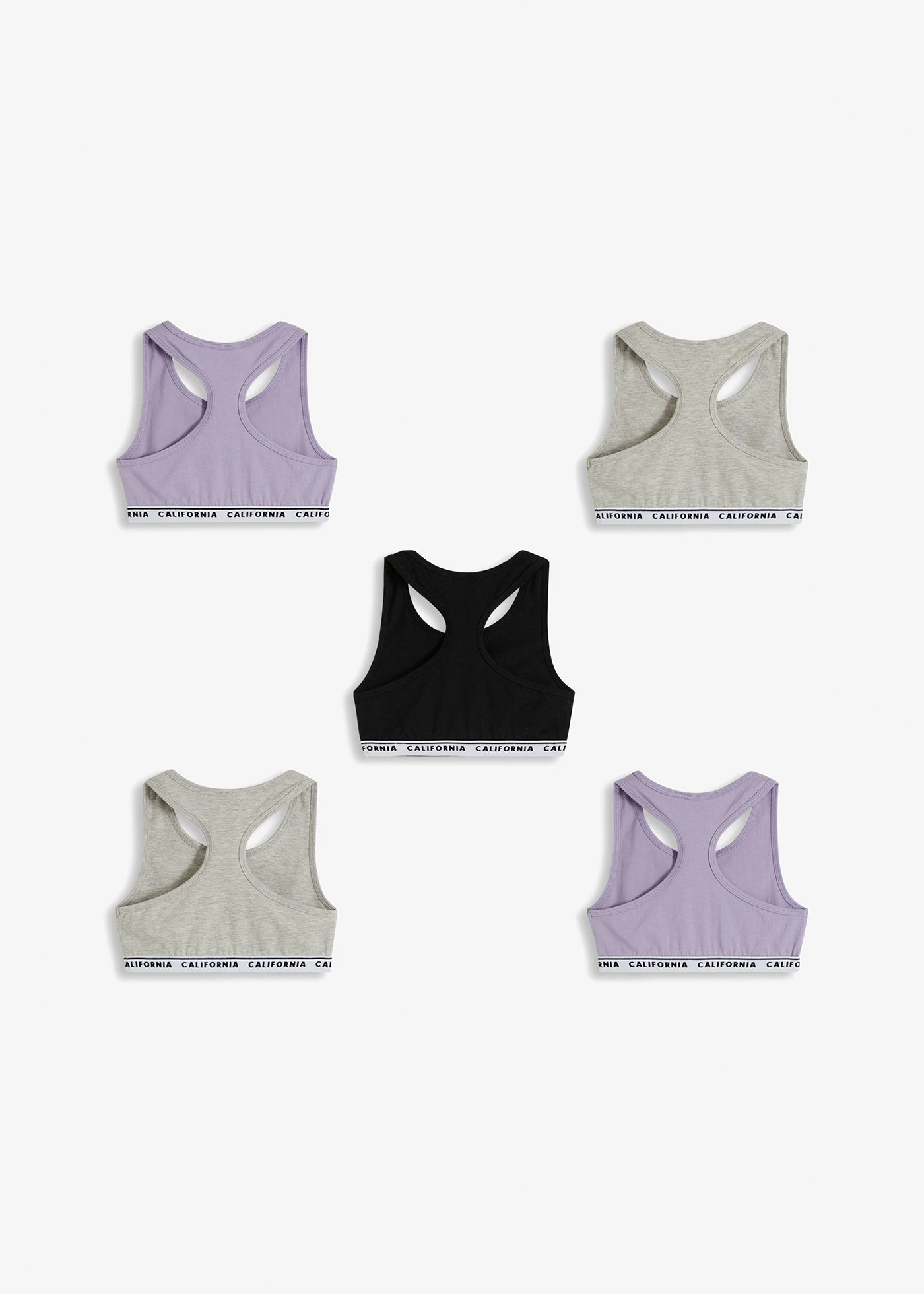 Bralette (set van 5) • mauve+lichtgrijs gemêleerd+zwart • bonprix online shop
