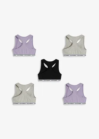 Bralette (set van 5) • mauve+lichtgrijs gemêleerd+zwart • bonprix online shop
