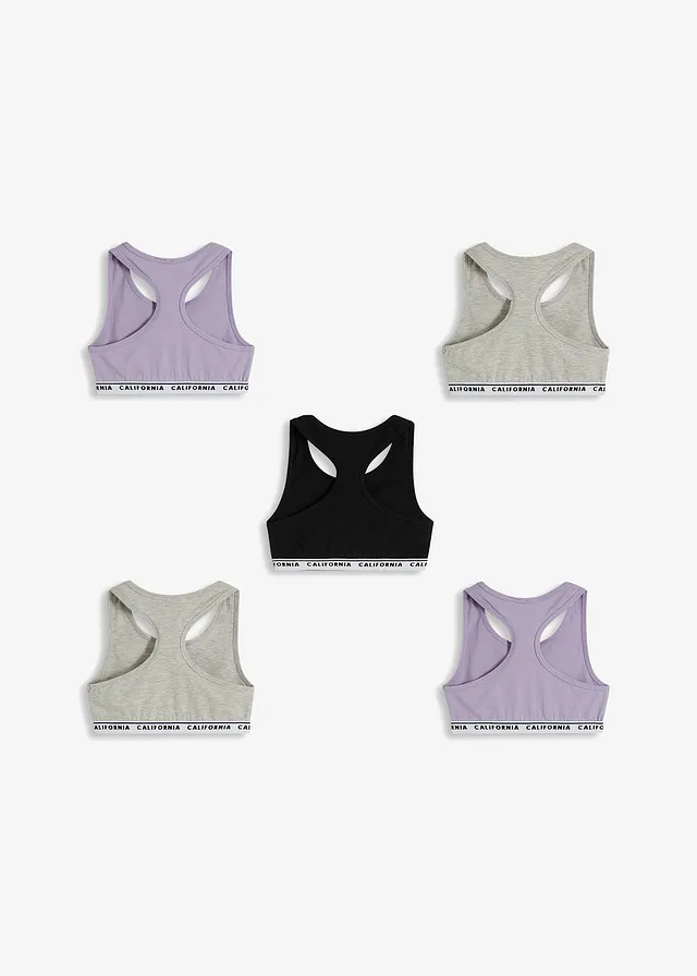 Lot de 5 brassières • mauve+gris clair chiné+noir • product-page.page-title-suffix