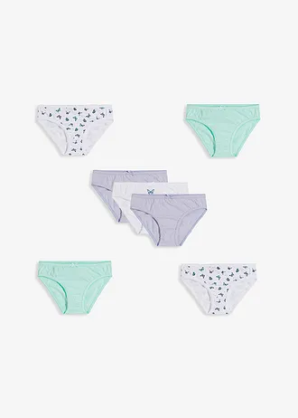 Lot de 7 slips • blanc imprimé+vert menthe+mauve poudré • Boutique bonprix