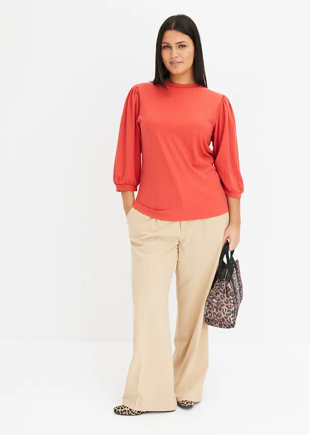 T-shirt à manches volumineuses, Couleur: corail mat