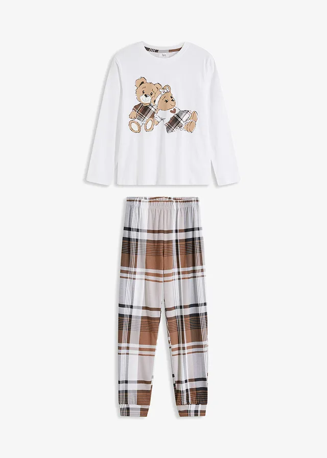 Pyjama 100% coton (ens. 2 pces) • blanc/marron carreaux • product-page.page-title-suffix
