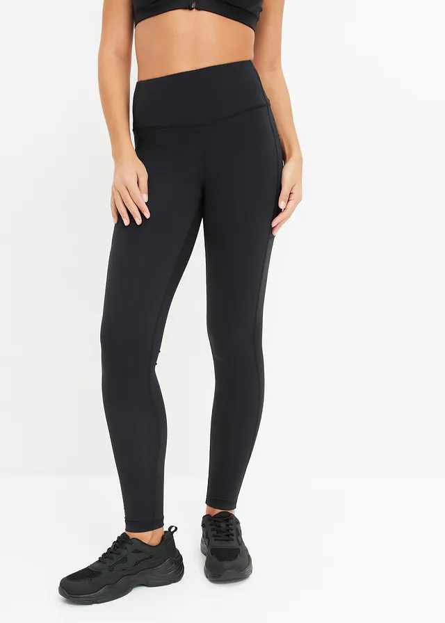 Comfort sportlegging met telefoonzakje, sneldrogend, Kleur: zwart