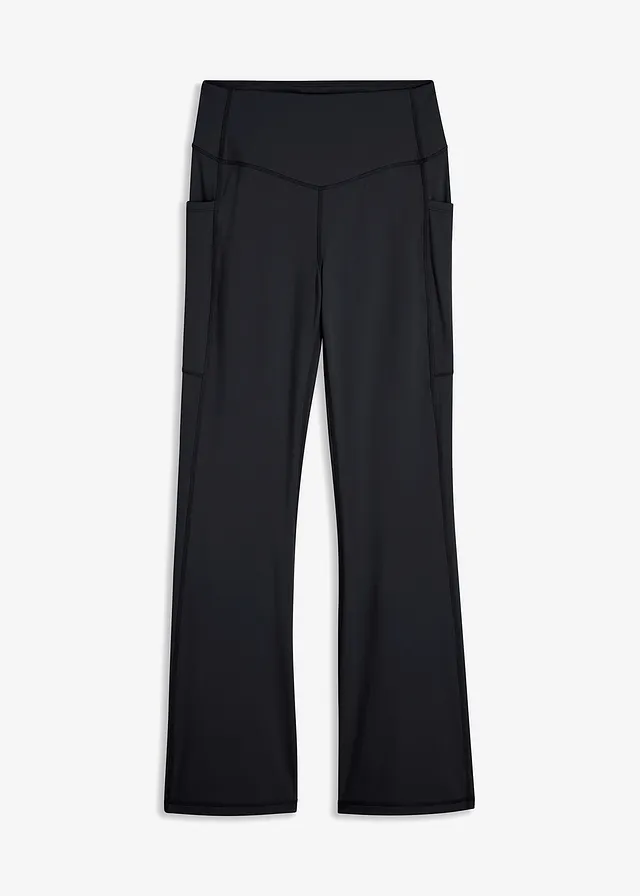 Legging de sport évasé et confortable avec poche portable, séchage rapide, Couleur: noir