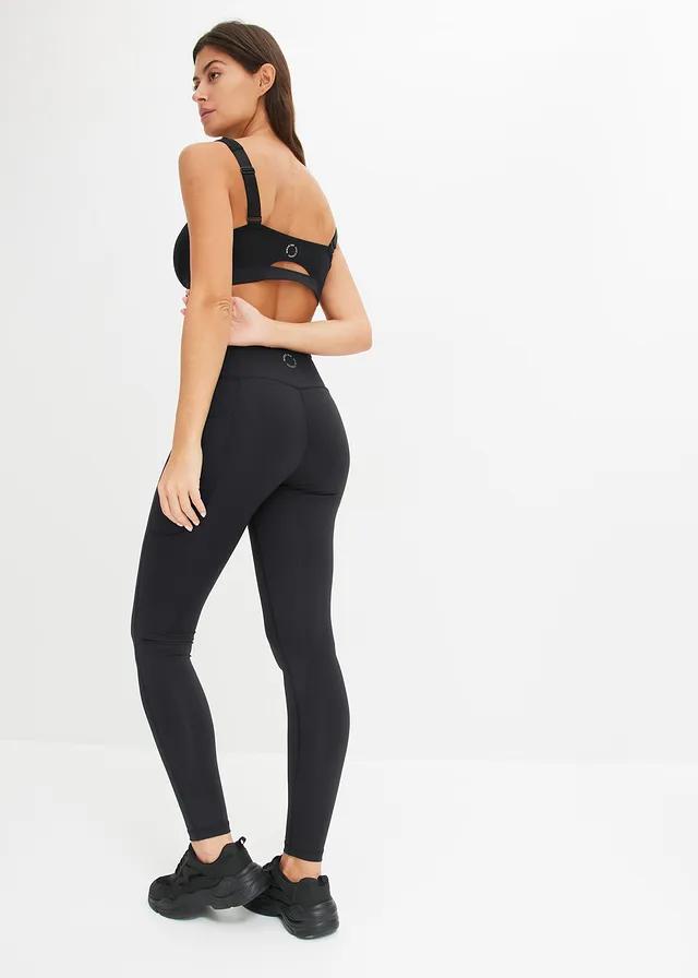 Comfort sportlegging met telefoonzakje, sneldrogend, Kleur: zwart
