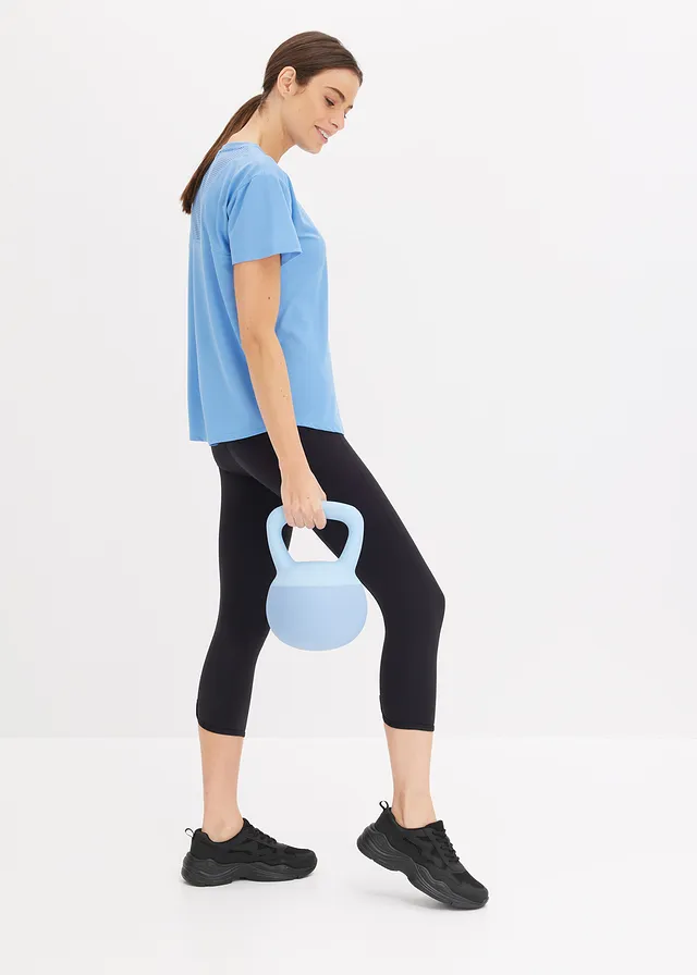 Legging de sport confortable, longueur corsaire, avec poche pour le portable, séchage rapide, Couleur: noir