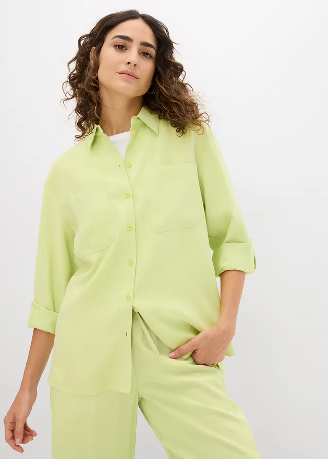 Blouse in een soepele viscosemix, Kleur: mintgroen