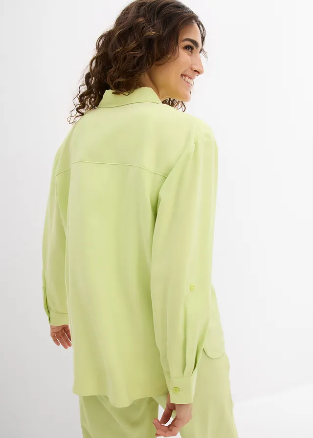 Blouse in een soepele viscosemix, Kleur: mintgroen