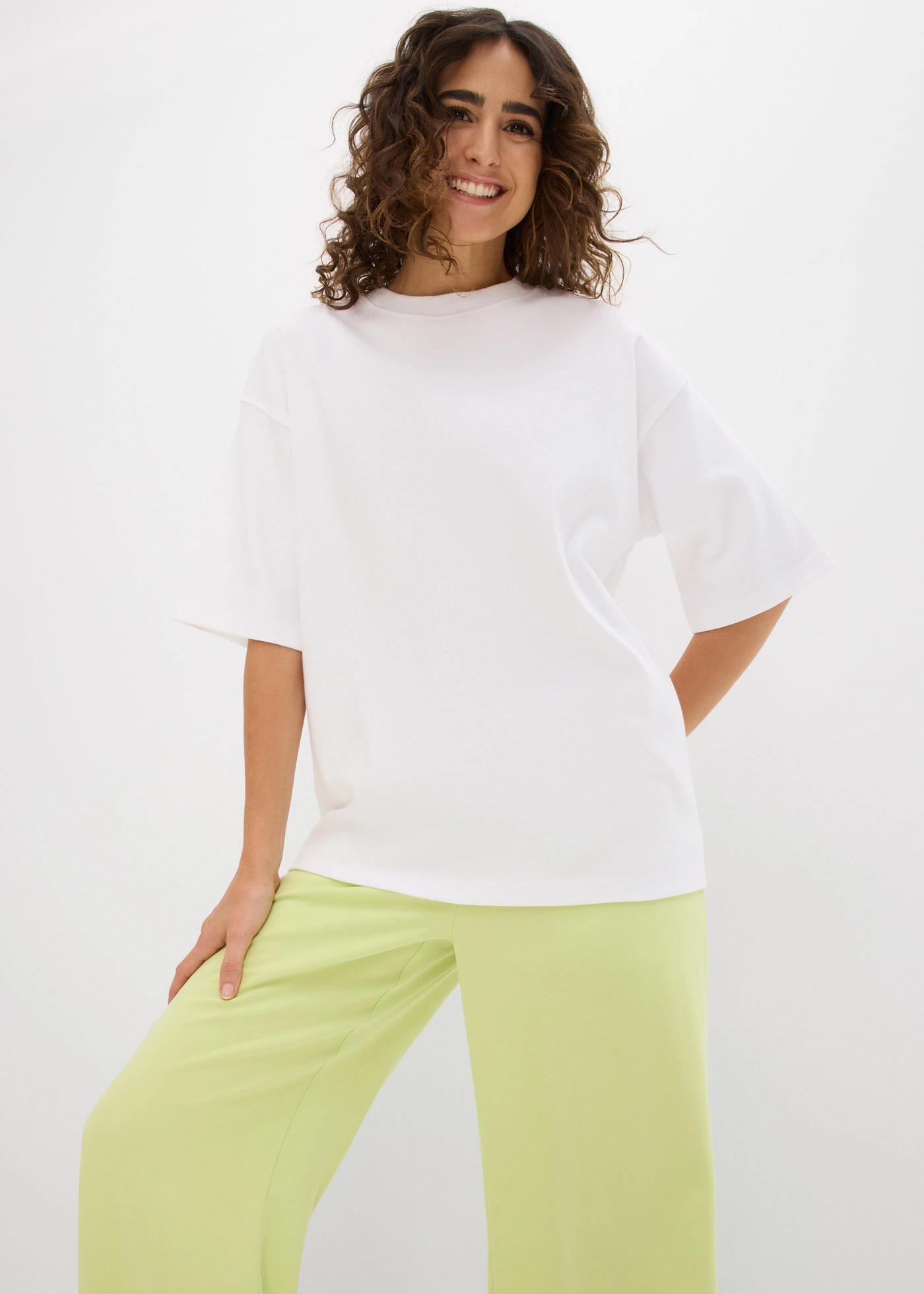 Tricou oversize din bumbac organic 100% greu • alb • magazin bonprix