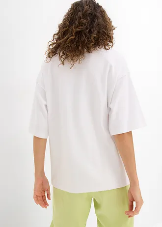 T-shirt oversize z ciężkiej bawełny organicznej • biały • sklep bonprix