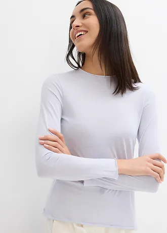 Semi-transparante longsleeve • zachtblauw • bonprix online shop