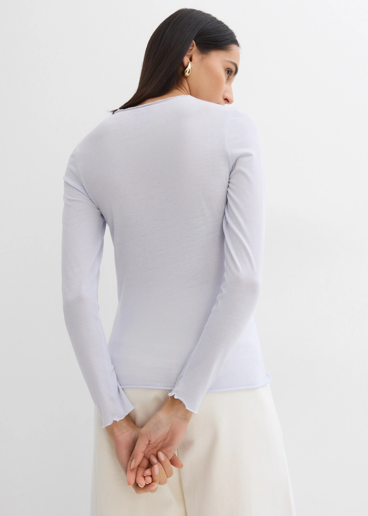 Semi-transparante longsleeve • zachtblauw • bonprix online shop