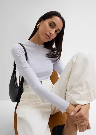 Semi-transparante longsleeve • zachtblauw • bonprix online shop