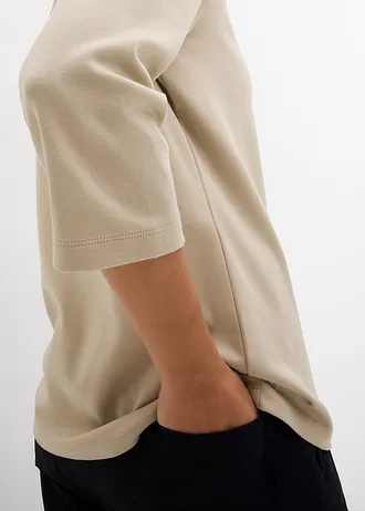 T-shirt z czystej, grubej bawełny organicznej • jasnobrązowy • sklep bonprix