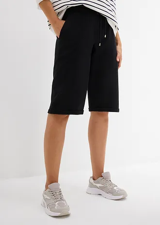 Bermuda en molleton à ourlet • noir • Boutique bonprix