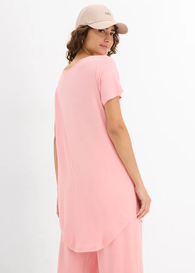 T-shirt long en viscose douce • rose dragée • product-page.page-title-suffix