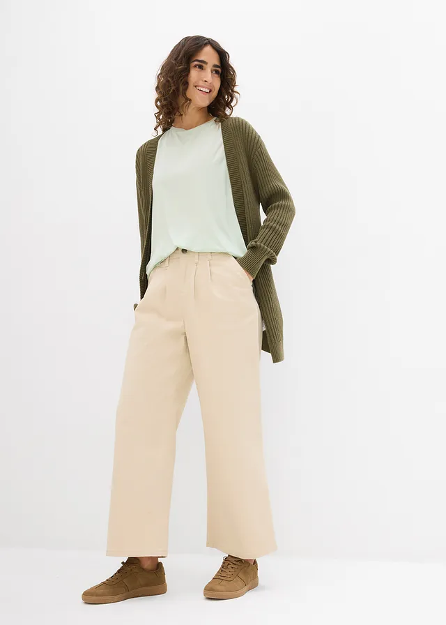 T-shirt long en viscose douce, Couleur: roseau clair
