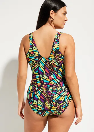 Corrigerend badpak met gerecycled polyamide, medium corrigerend, Kleur: zwart grafische print