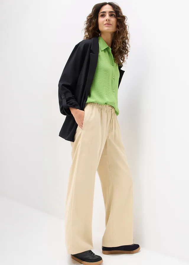 Marlene Dietrich broek van soepele viscose • groenbeige • product-page.page-title-suffix