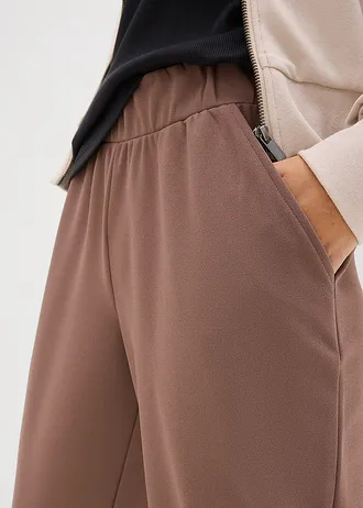 Pantaloni cu talie confortabilă din material scuba • maro mediu • magazin bonprix
