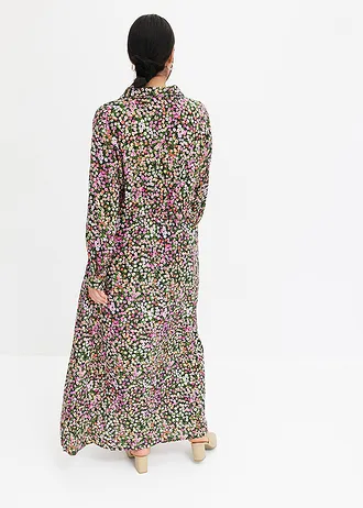 Robe longue 100% viscose, Couleur: rose-vert clair floral