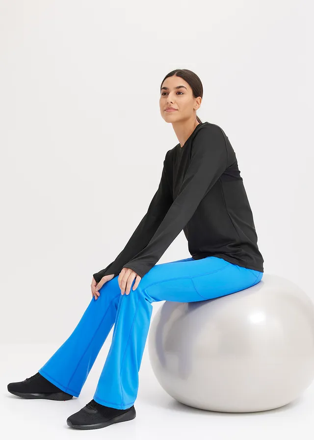 Comfort sportlegging met telefoonzak, bootcut, Kleur: horizonblauw