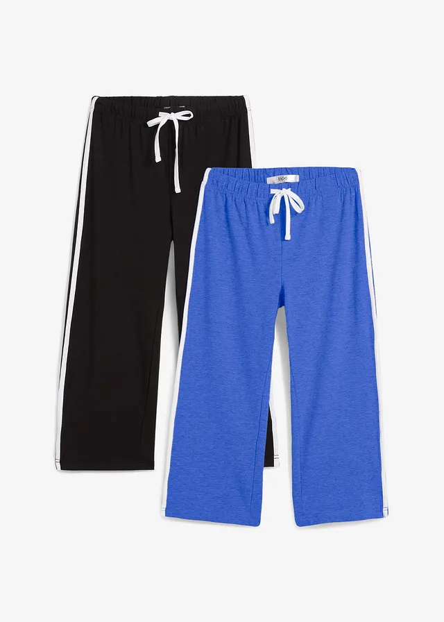 Capri in een katoenmix met stretch (set van 2) • edelsteenblauw+zwart • bonprix online shop