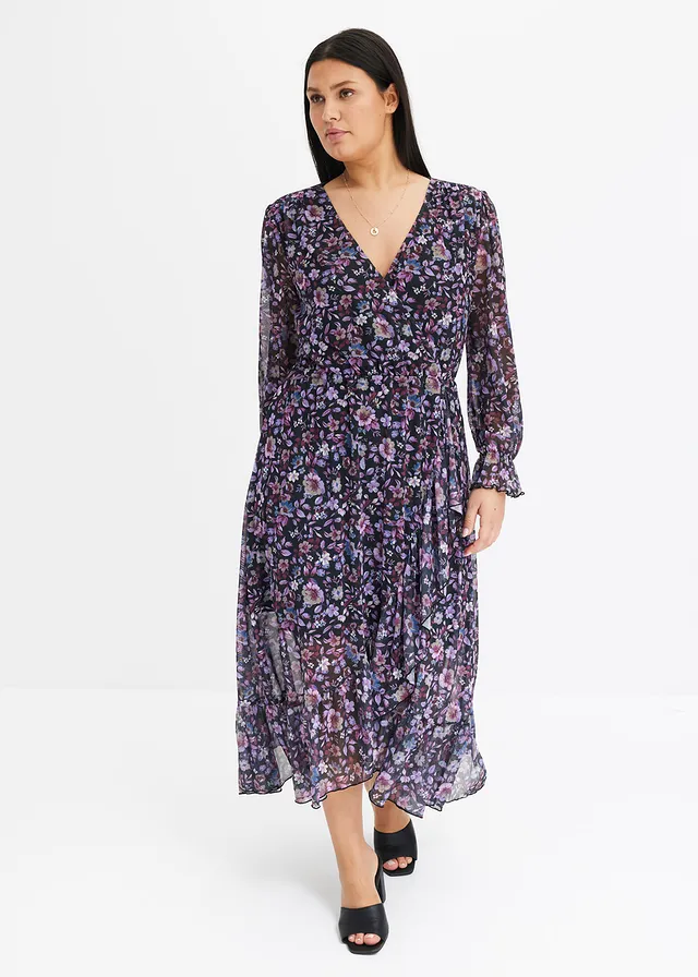 Robe en mesh à imprimé floral, Couleur: rouge érable floral